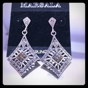 Sterling Dangle Earrings with Marcasite Dangle New